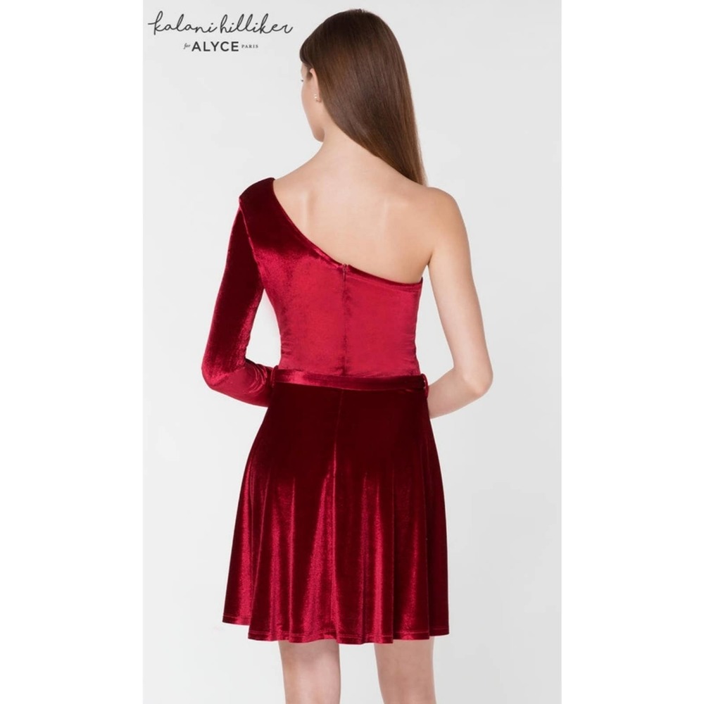 Kalani Hilliker / Alyce Paris One Shoulder Cranberry Short Dress Small - Picture 2 of 10